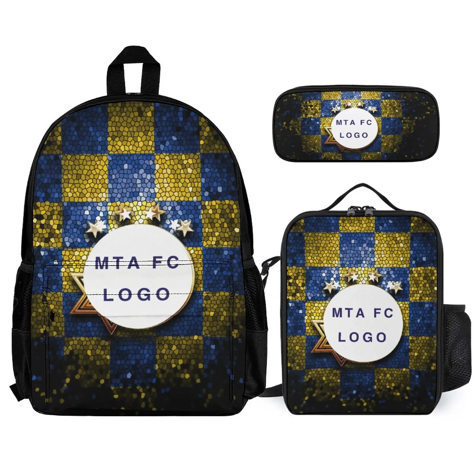 

Maccabi Tel Aviv Student School Bag Pencil Case Three-Piece Set With Lunch Tote Bag And Pencil Bag Backpack