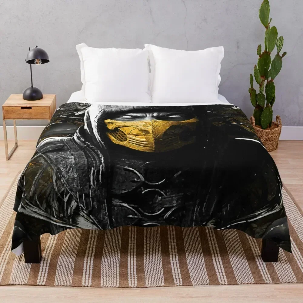 Mortal Kombat X Scorpion Throw Blanket Machine Washable Soft Warm Blanket