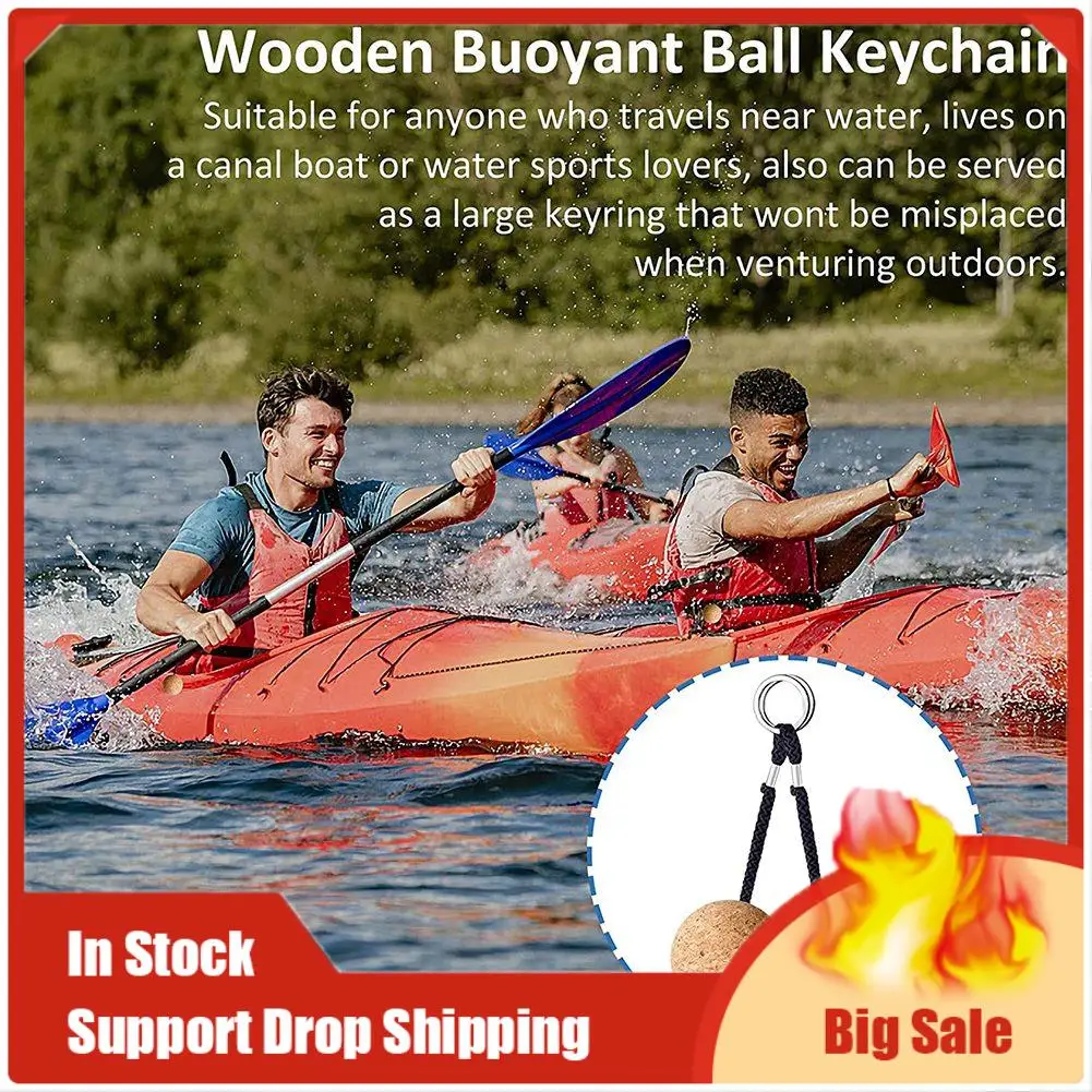 A35F New Floating Cork Keyring, Floatable Wooden Ball Key Chain For Water Sport Accessories Swimming Diving Fishing Swimming