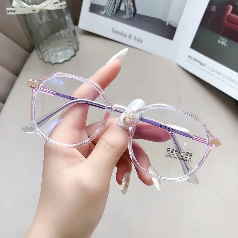 Fashion Polygonal Anti Blue Light Glasses Frame for Unisex Classic Round Eyeglasses Armacao Gatinho Очки Мужские Прозразные