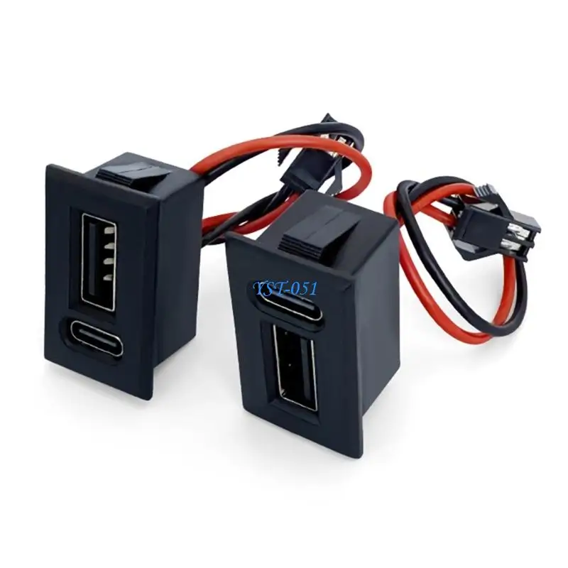 E15A Lamp Charging Socket with Cable Connectors USB Type C Double Layer Socket