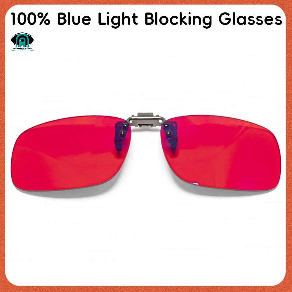 Clip 100% Blue Light Blocking glasses Red Lens ,Orange Lens Anti fatigue Detachable Lens Gaming Glasses Computer Eyeglasses