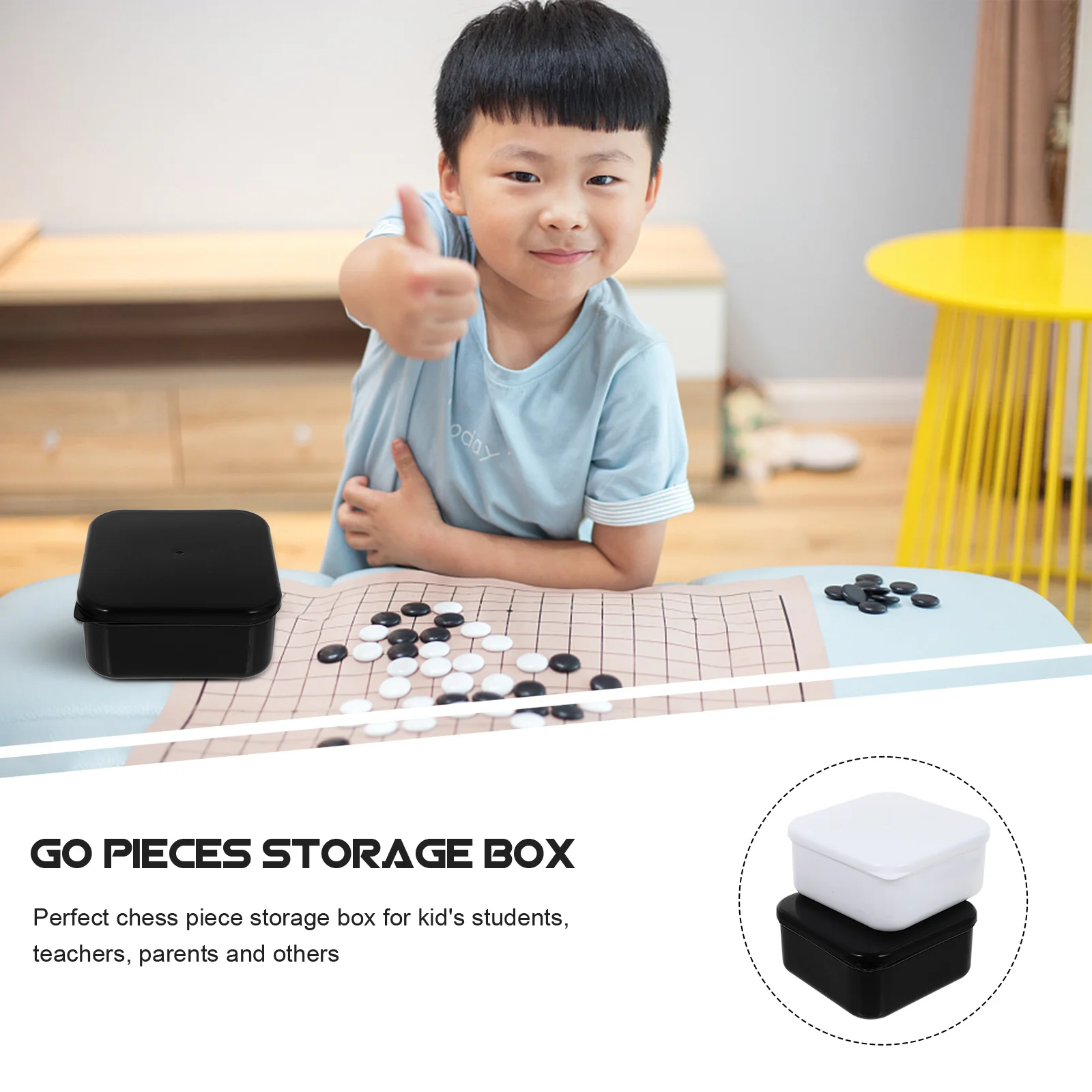 

2Pcs Sturdy Go Chess Piece Storage Box Durable Plastic Organizer Lightweight Portable Storage Can for Students Teachers and