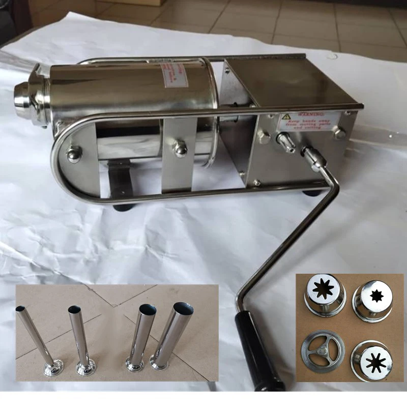 2L/3L Stainless Steel Manual Spain Donuts Churrera Churro Maker Frying Machine sausage stuffer Machine Filler With 4Pcs Nozzles