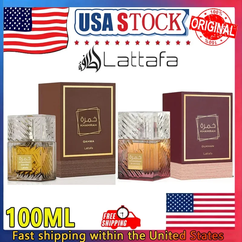 Perfumes de 100ml Khamrah, Perfume de fragancia Neutral árabe de Oriente Medio de alta gama, regalos de Parfum de Colonia para hombres de larga duración