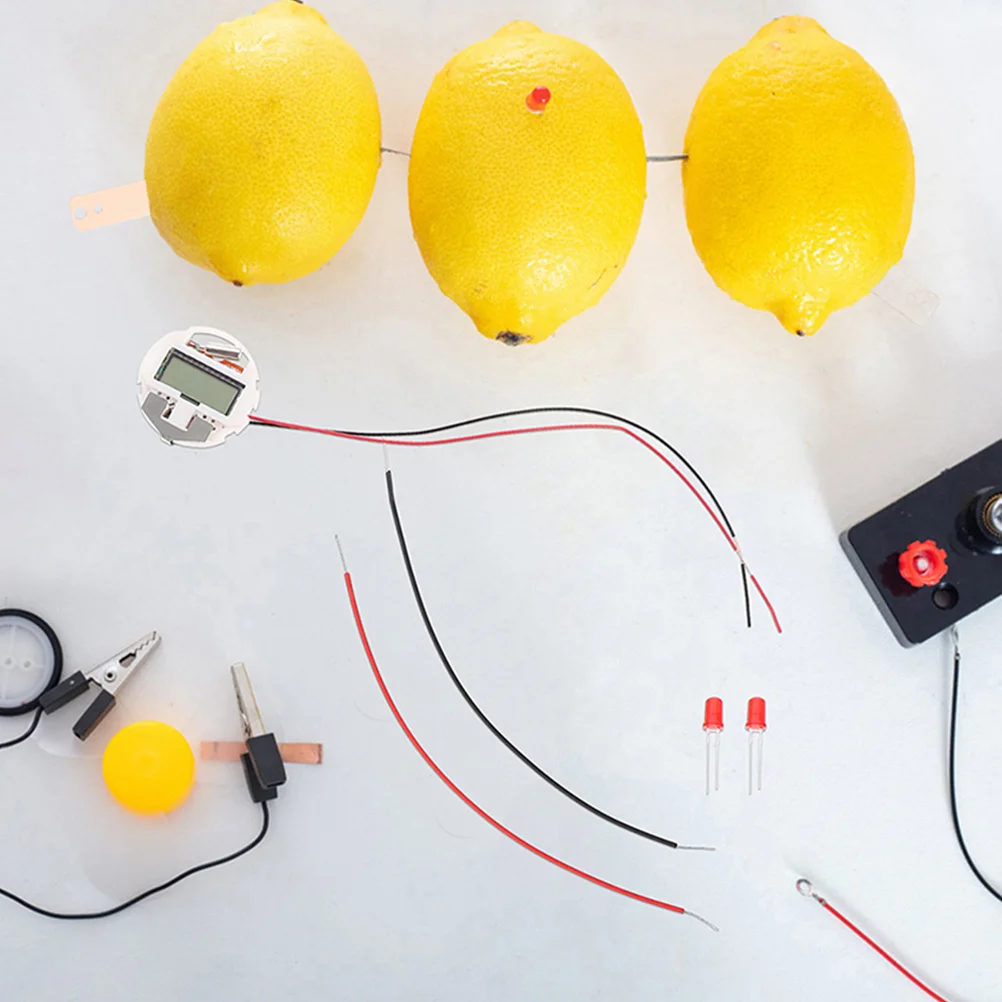 

3 Sets Fruit Experiment Batterys Physics Kits Electronic Clock Toy Self Made Science for Students Metal Device