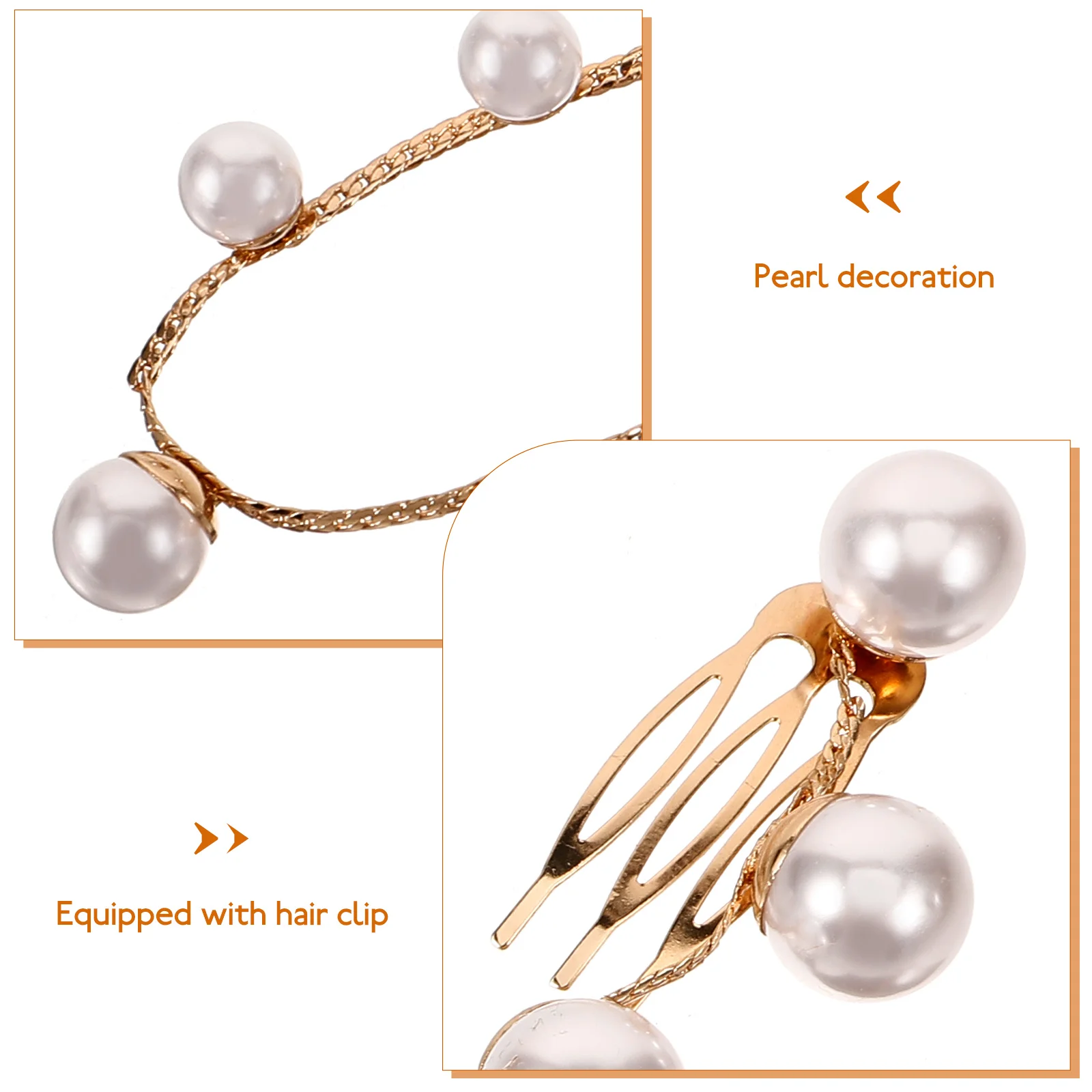 

Pearl Chain Women Accessories Simple Stylish Zinc Alloy Girls Hair Jewelry Braids Decorative Strings Clip Elegant Wedding Prom
