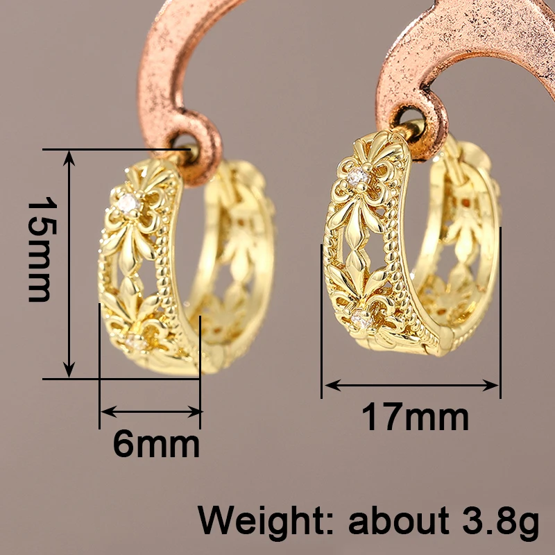 HuitanTrendy النساء هوب أقراط الجوف خارج تصميم حفل زفاف مجوهرات أنيقة فضية اللون/الذهب اللون مطعمة تشيكوسلوفاكيا اكسسوارات