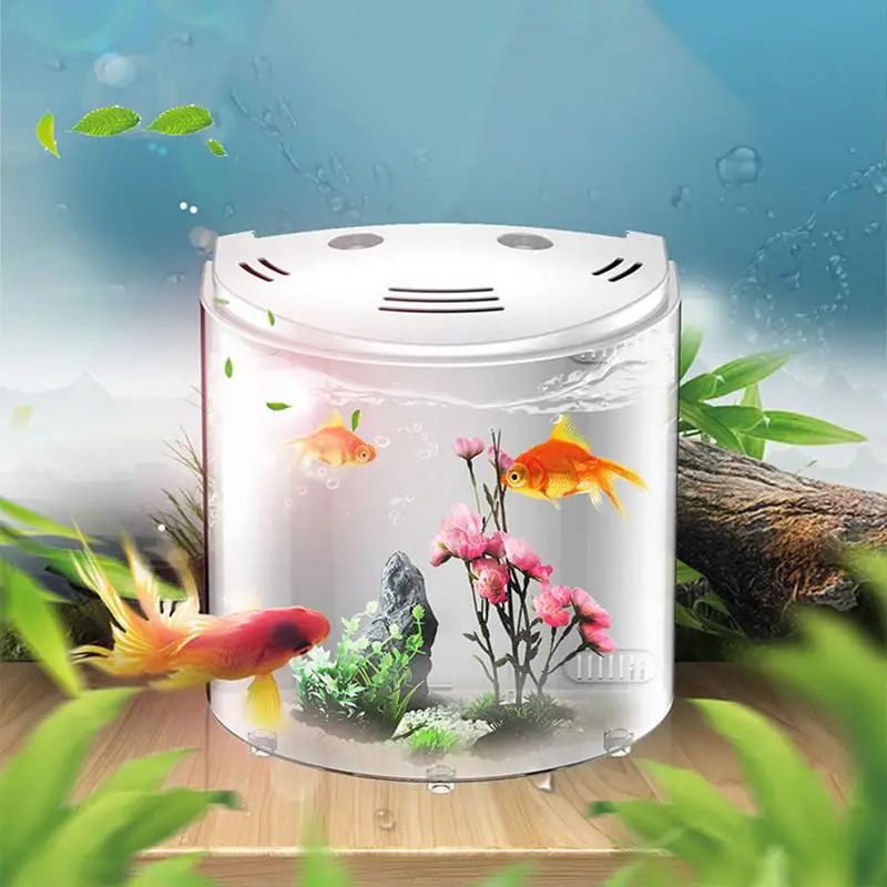 Acrylic Fish Tank Desktop Fish Tanks Water Pump Integrated Clear Fish Tank Container Transparent Fish Bowl For Snails Shrimp