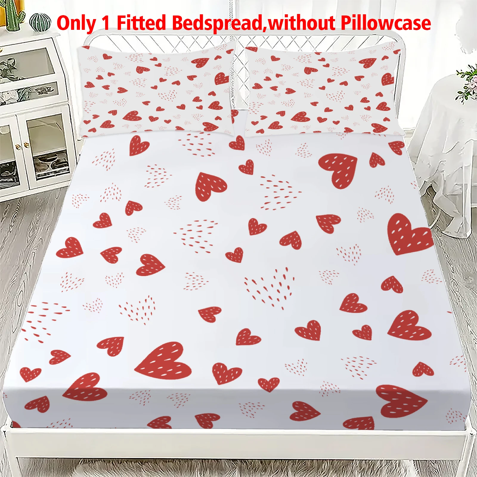 1 Love Heart digital printed frosted Fitted Sheet,bedroom printed bed cover,bedding(No pillowcase)