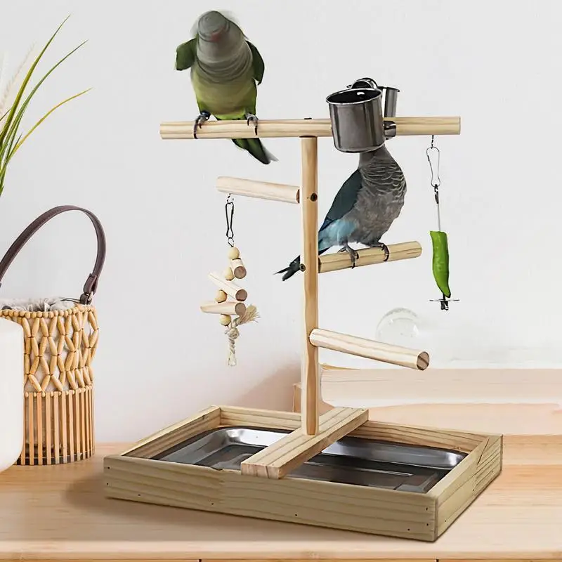 

Parrot playground stand Bird Toys with Tray and Cups Play Gym Playpen Exercise Toy for Cockatiel Parakeet Bird Cage accessories