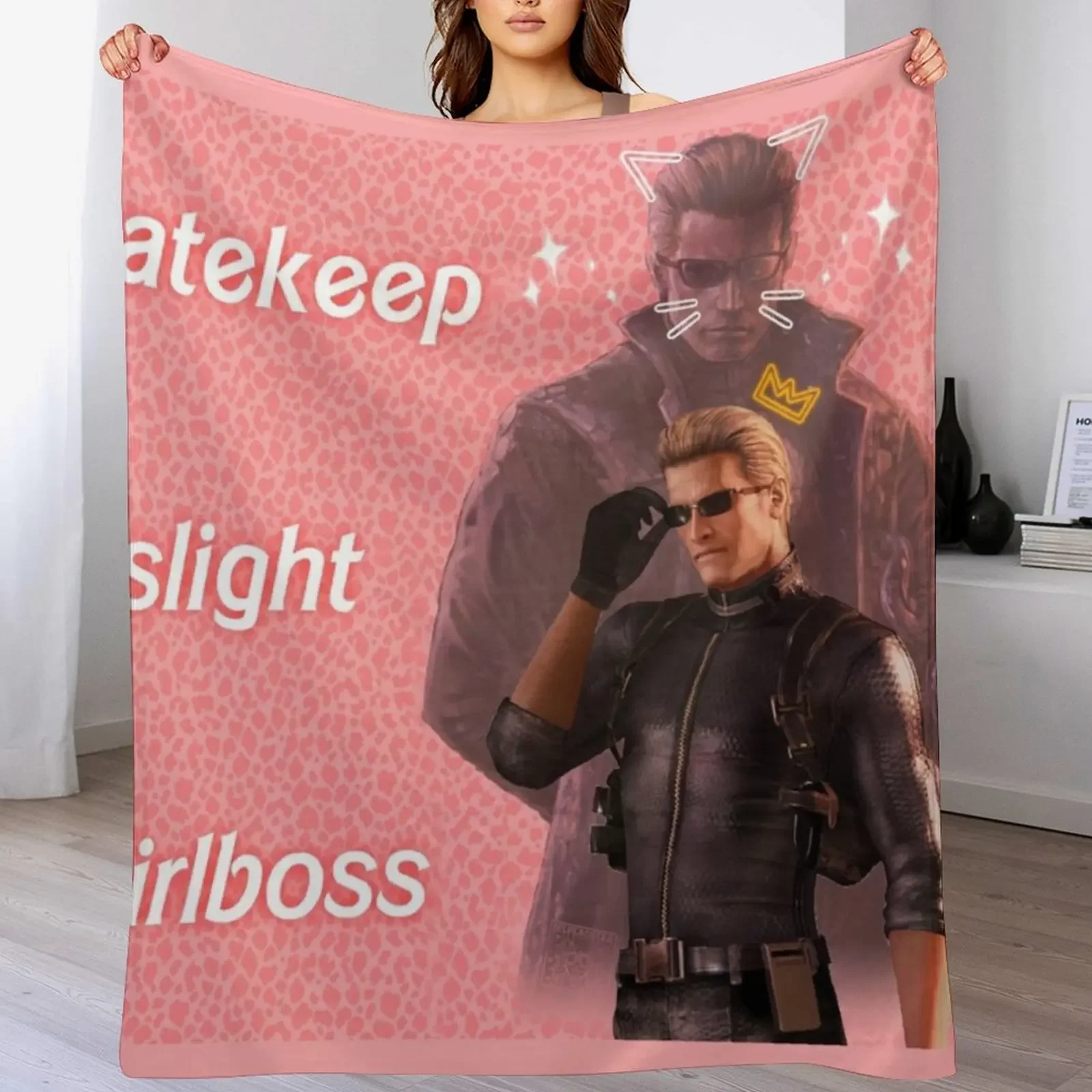 

Wesker : Gaslight Gatekeep Girlboss Throw Blanket Sofas Retros Bed Fashionable Blankets
