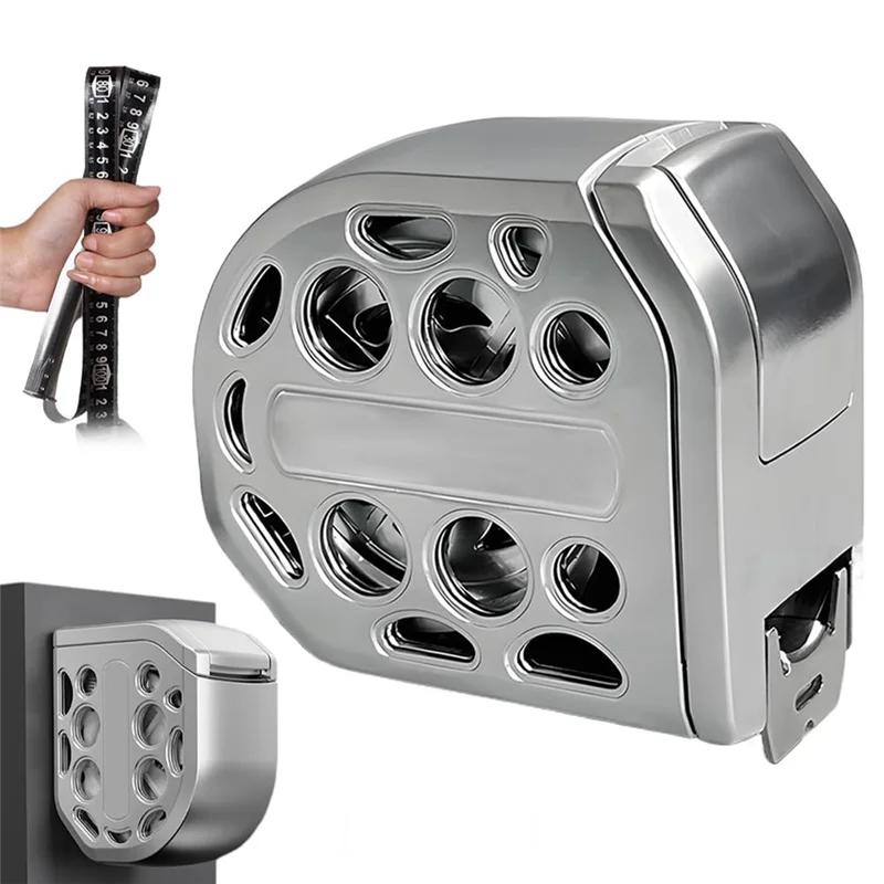 شريط قياس من الفولاذ المقاوم للصدأ ABLK بطول 16/25 قدم مضاد للصدأ، مغناطيسية قوية على القاع، تصميم مجوف، محمول