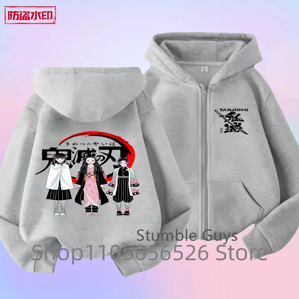 الأطفال سستة نمط القمم معطف شيطان القاتل صبي الفتيات هوديي مناسبة سن 3-12 الاطفال البلوز موضة أنيمي تأثيري الملابس