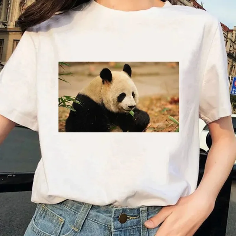 Cute Giant Panda Graphic T-Shirt Wos Summer Sexy Top Casual Printed Shirt Fashionable Summer fashion polyester fabric