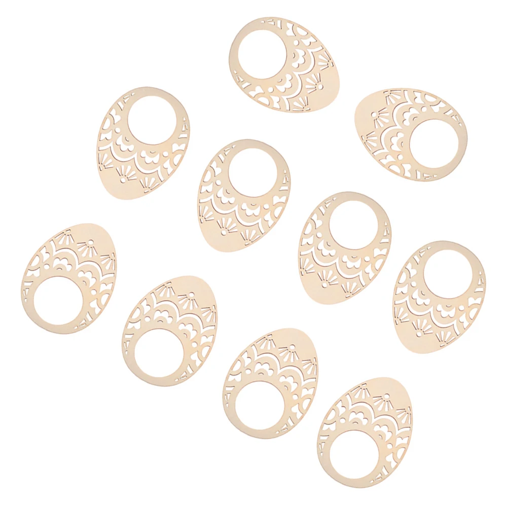 

10pcs Wood Napkin Ring Easter Decorative Egg Shaped Table Holders Banquet Party Dining Decoration Wooden Rope