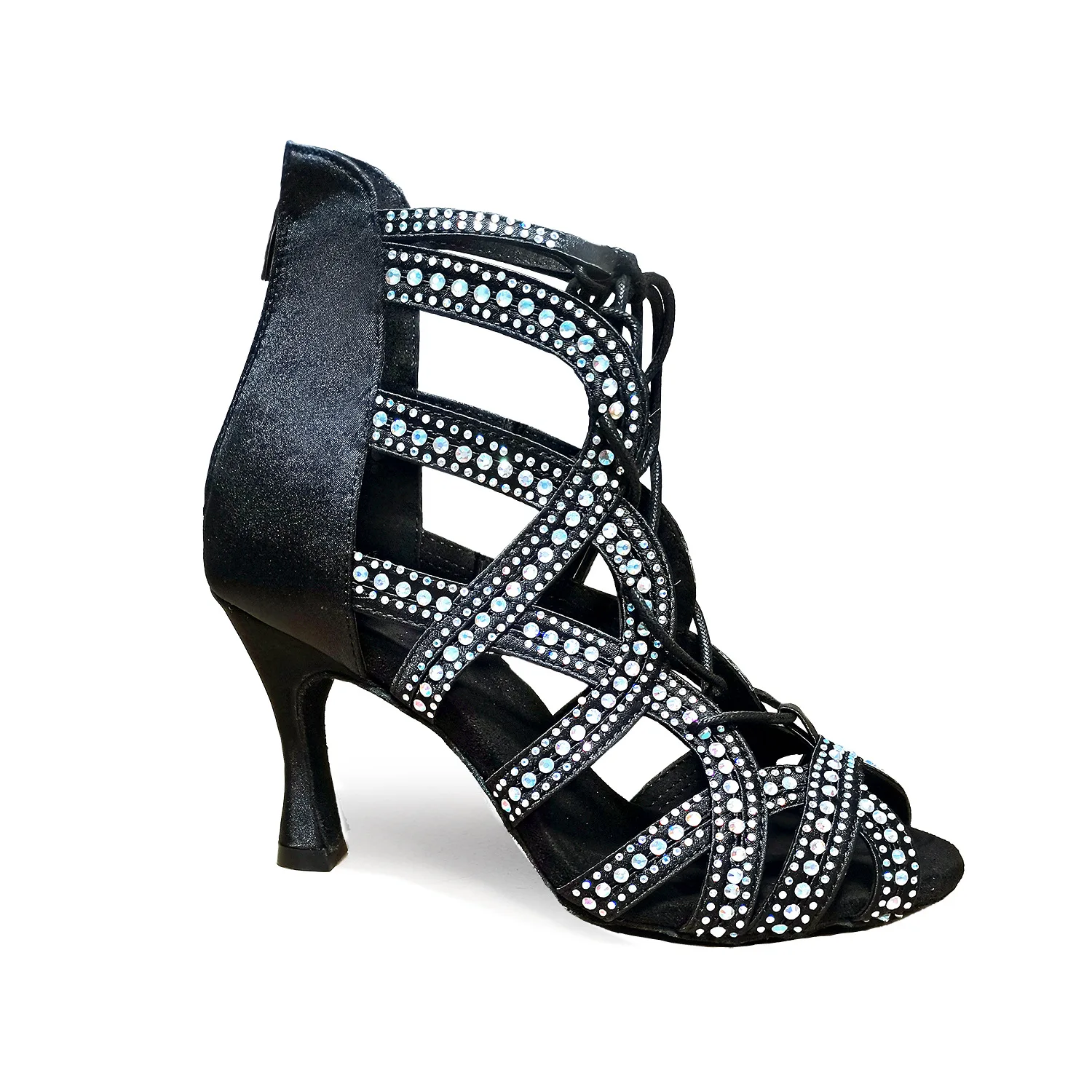 Sexy Argentine Salsa Tango Dance Shoes High Heels Suede Leather Sole Rhinestone Dance Boots Kizomba Latin Dance Shoes For Women