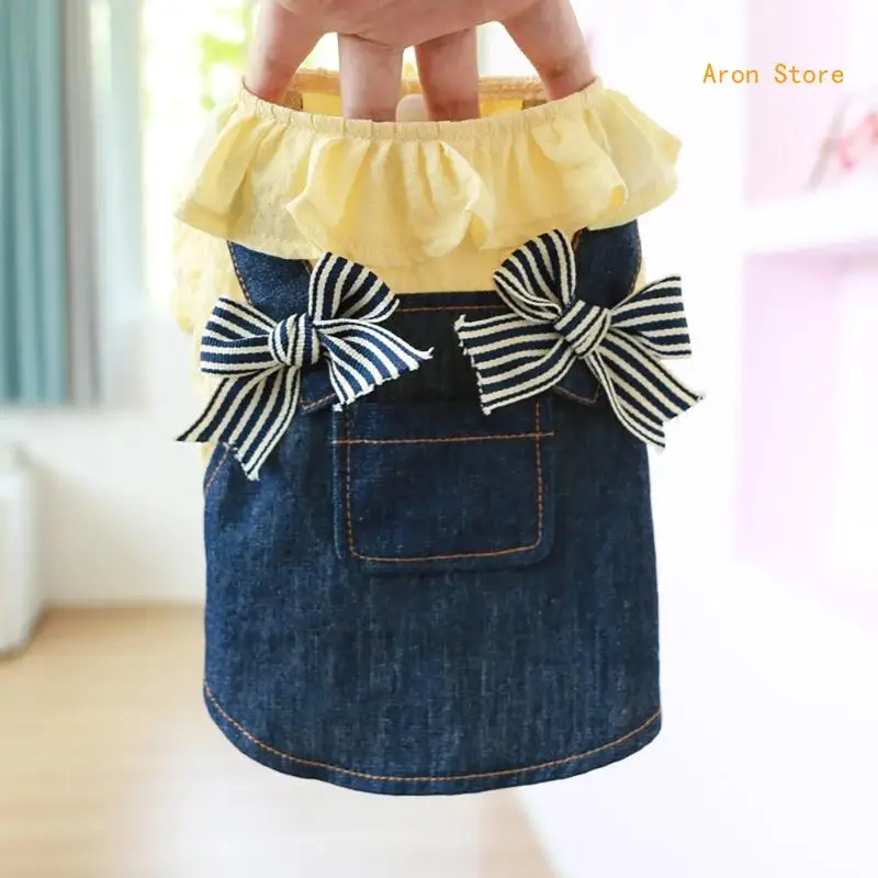 Vestido cinta para cães menina cães denims vestido cães saia cães vestido princesa cães vestidos filhotes vestidos roupas