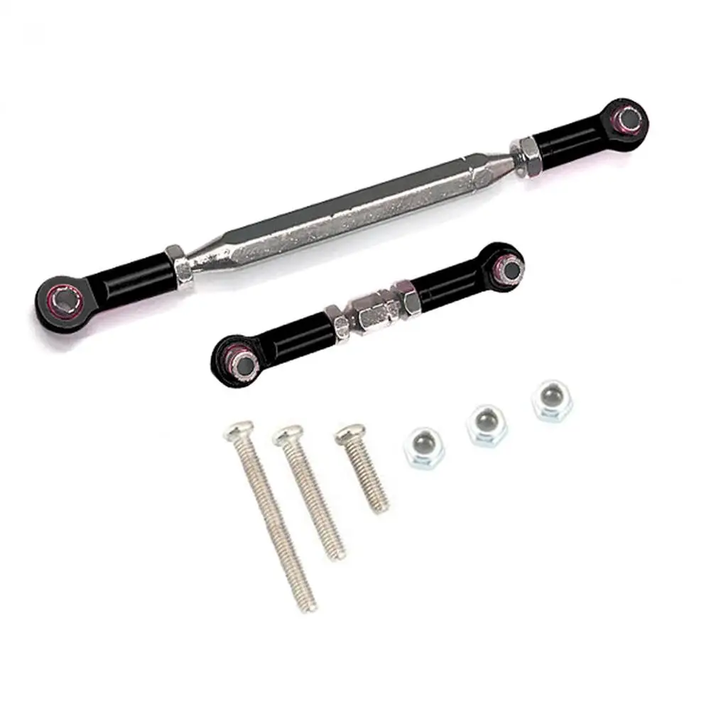 Metal Adjustable Steering Linkage Servo Link Pull Rod Turnbuckle for MN D90 D99 MN-90 -45 1/12 RC Car Crawler,Black