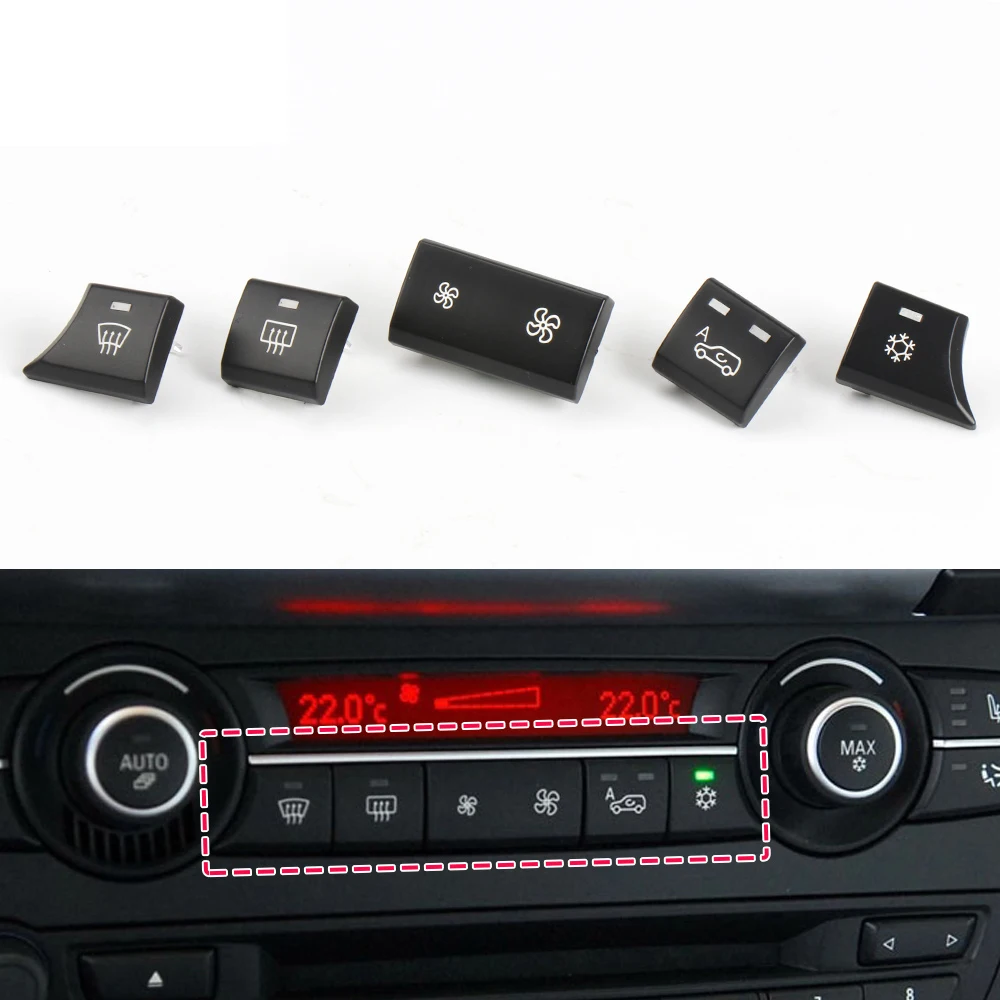 

For BMW X5 X6 E70 E71 E72 Dashboard Fan Volume Radar Button AC Vent Grille Rear Trunk Switch Start Stop Key Cover Replacement