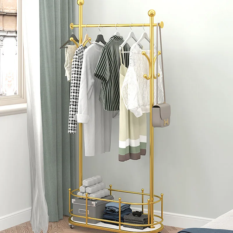 

Portable Floor Coat Rack Standing Mobile Nordic Modern Clothes Bags Hanging Golden Living Room Meuble Maison Furniture Home