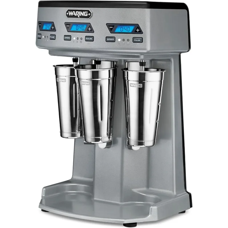Triple Spindle Drink Mixer, Each Spindle Has Independent 1hp Motor, with Countdown Timer, Digital Display, Automatic