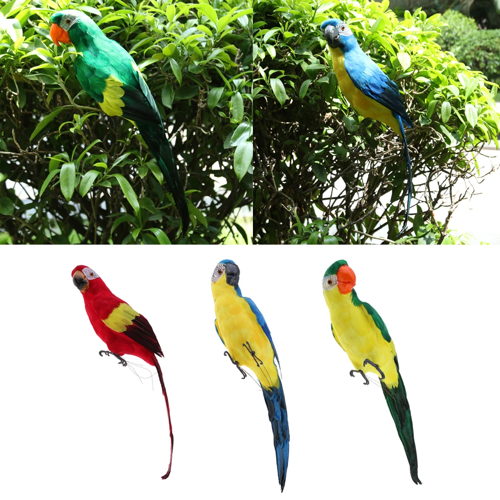 Large 60 CM Artificial Parrot Toy Lightweight Garden Decor 3 Colors