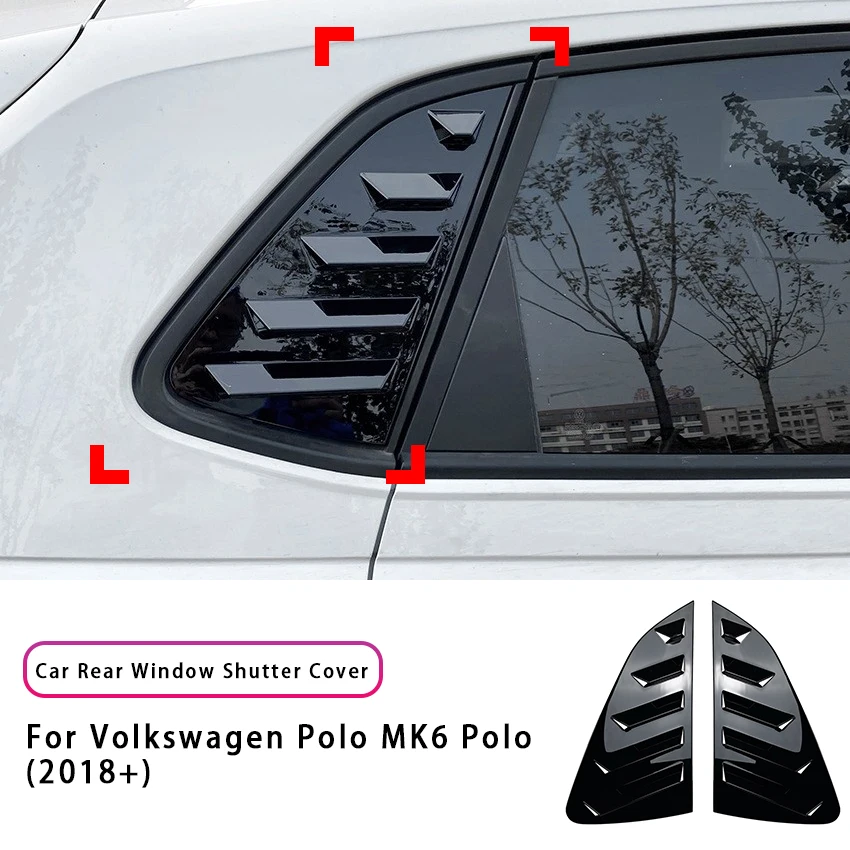 2pcs Car Rear Side Window Trim Spoiler For Volkswagen Polo MK6 Polo 2018+ Window Shutter Cover Louver Air Vents