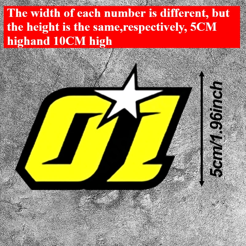 1PC Personalized Creative Yellow Number Waterproof Vinyl Sticker, Decal for Motorbike Fuel Tank Front Fairing Scooter Decor