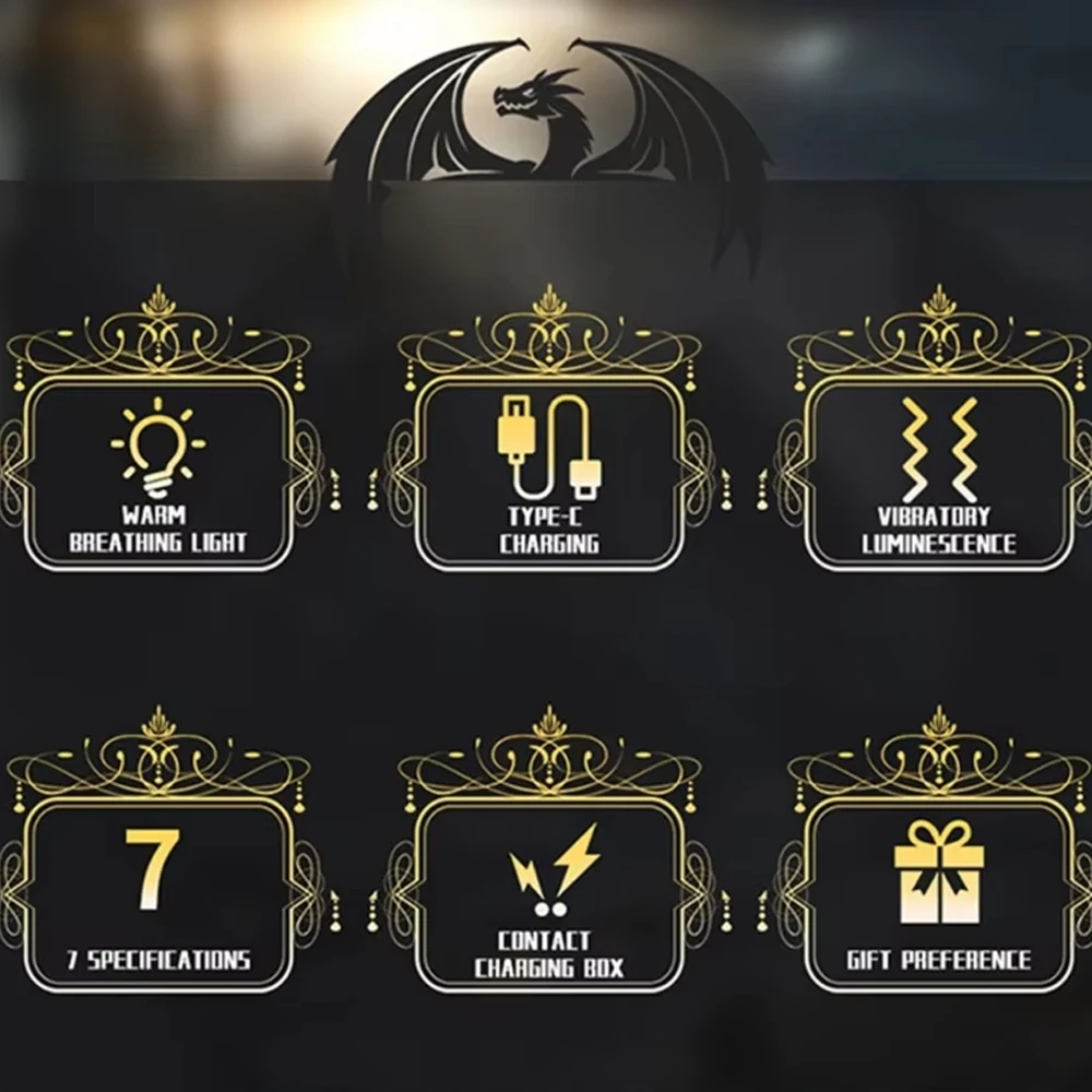 7 Pcs/set Electronic Luminous DND LED Dice Set Dungeons Dragons Rechargeable Light Up Dice with Charging Box Motion Activated