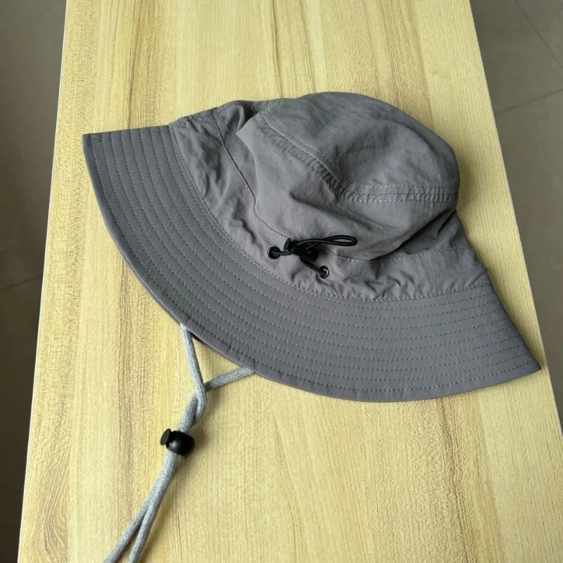 Cool Fisherman Hat Men's and Women's Summer Thin Simple Casual Sunblock Hat Outdoor Drawstring Quick Drying Basin Hat Tide