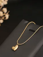 1pc 18K Gold-Tone Minimalist Stainless Steel Curved Heart Pendant Necklace, Fashionable Versatile , Suitable For Women's Daily - Image 2
