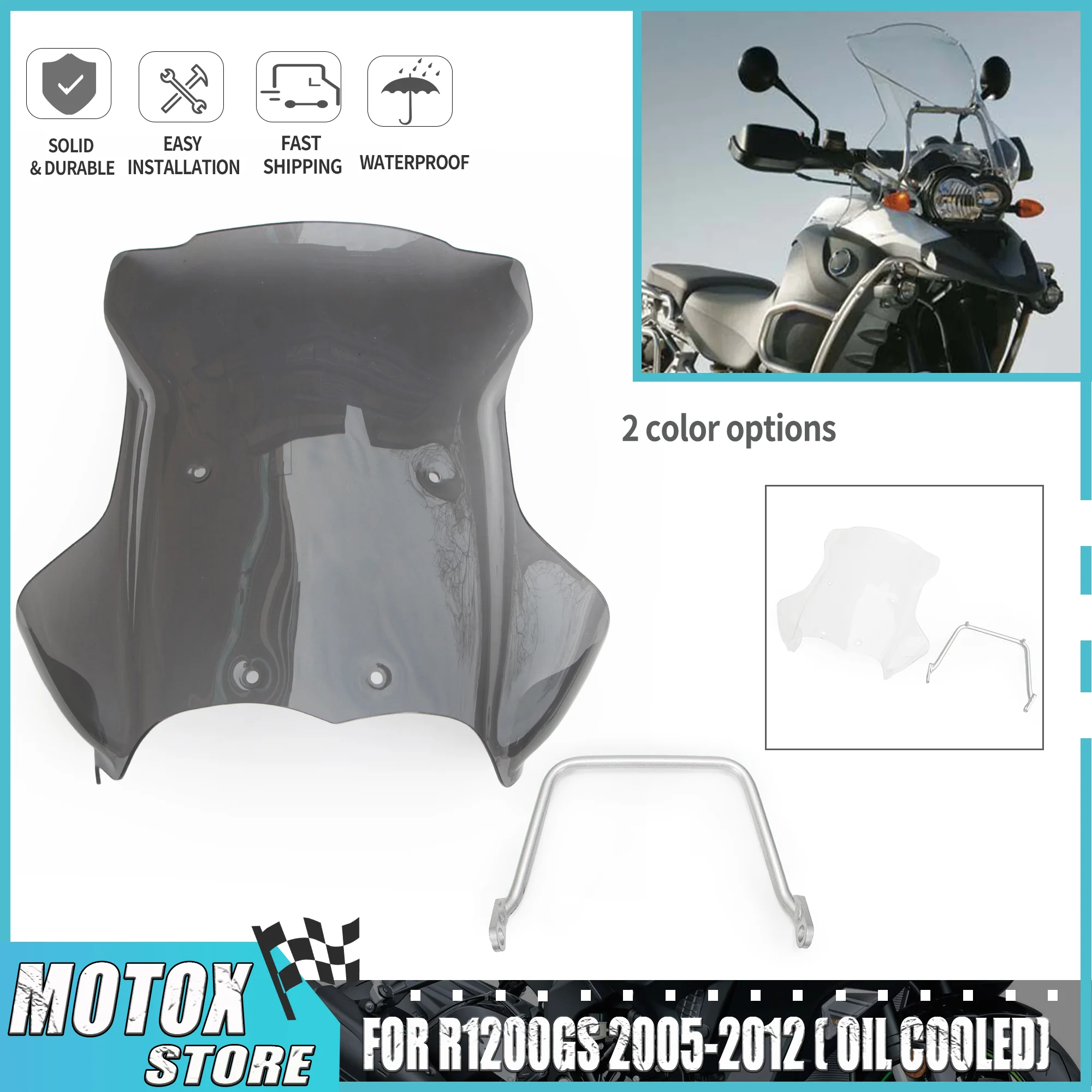 Motorcycle Windscreen For 2005 - 2012 R1200GS GS LC Adventure Windshield 49CM R1200 GS ADV Wind Screen 2006 2007 2008 2009 2010