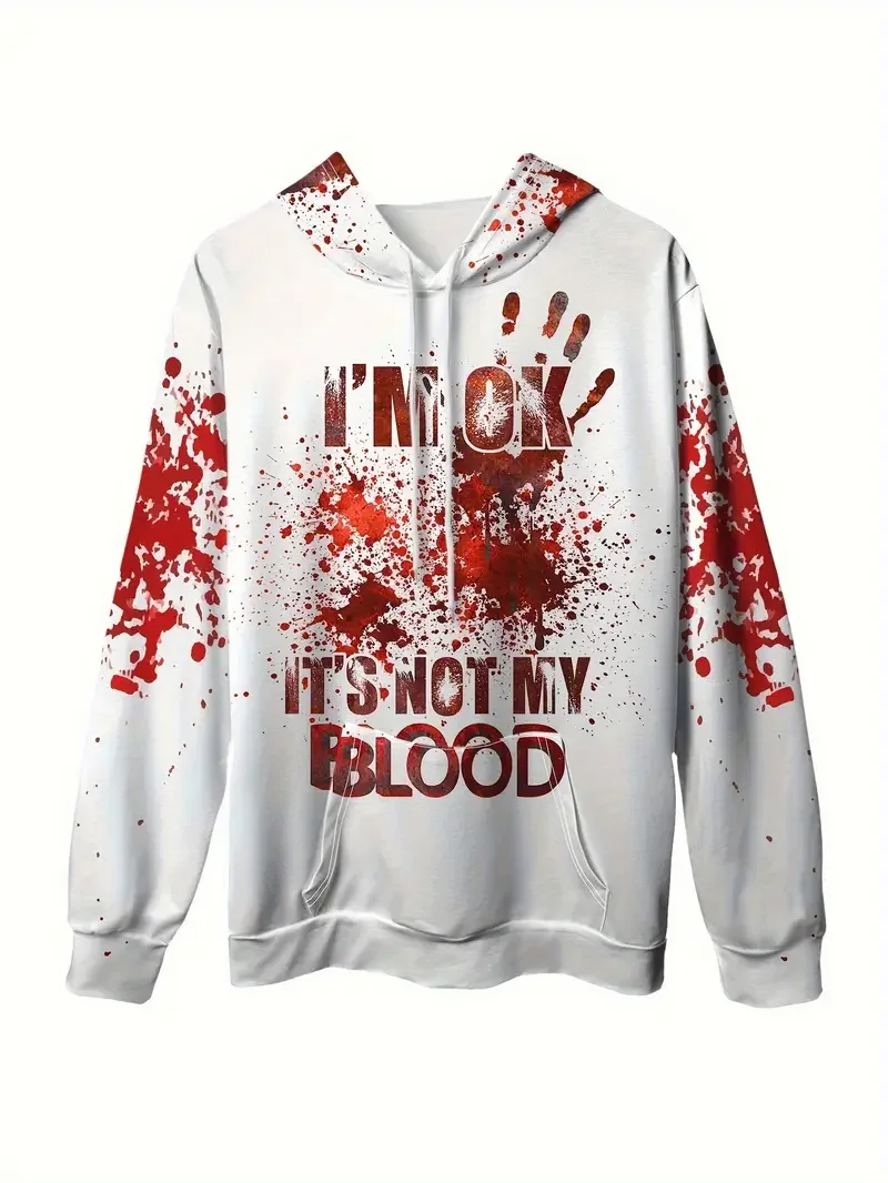 Horror Bloody Heren Hoodies Herfst En Winter Nieuwe Halloween Element Sweatshirts Grappige 3D Schedel Gedrukt Truien Herenkleding