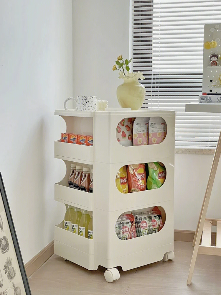 

Snack Storage Rack Trolley Snack Storage Cabinet Locker Storage Box Living Room Rotating Mobile Snack Cabinet