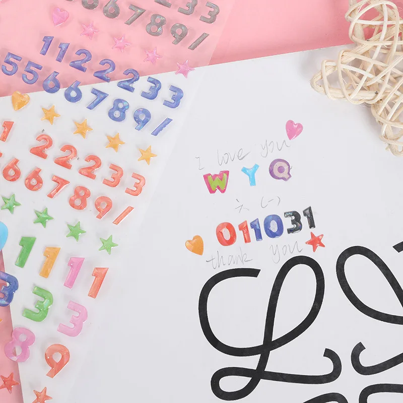 

3D Resin Alphabet Number Stickers Clear Epoxy Decals for Journaling Scrapbooking DIY Sticker Craft Supplies