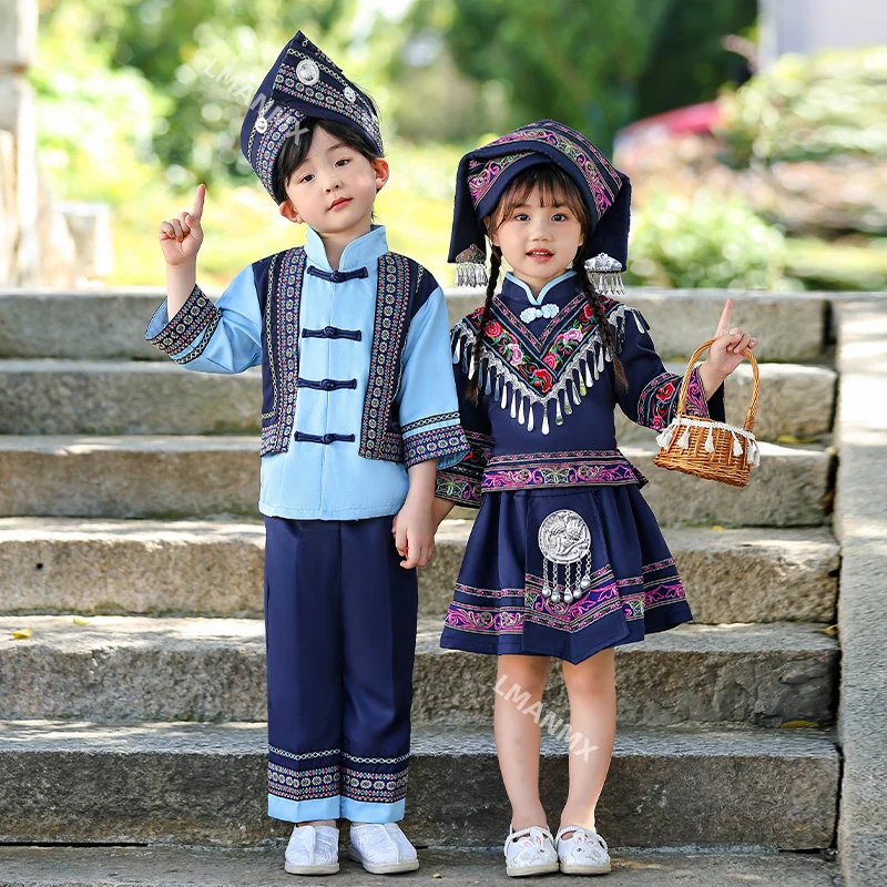 

Одежда этнических меньшинств для мальчиков, девочек, Одежда Tujia, Yi, Buyi, Dong, Yao