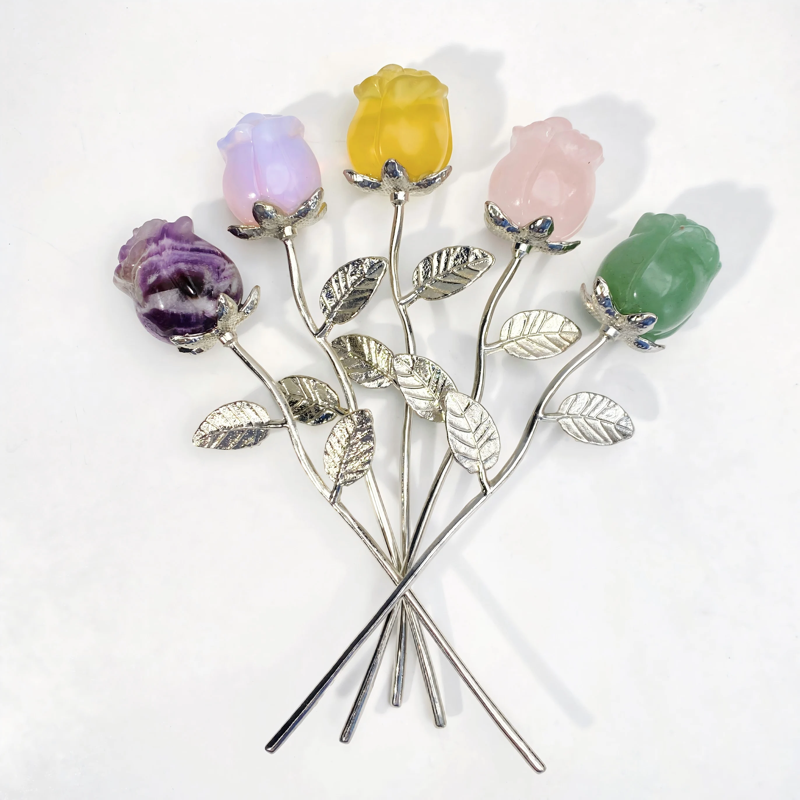 Random 1PC High Quality Natural Fluorite Rose Flower,Men Gift,Women Gift,Scene Decoration,Table Decoration.