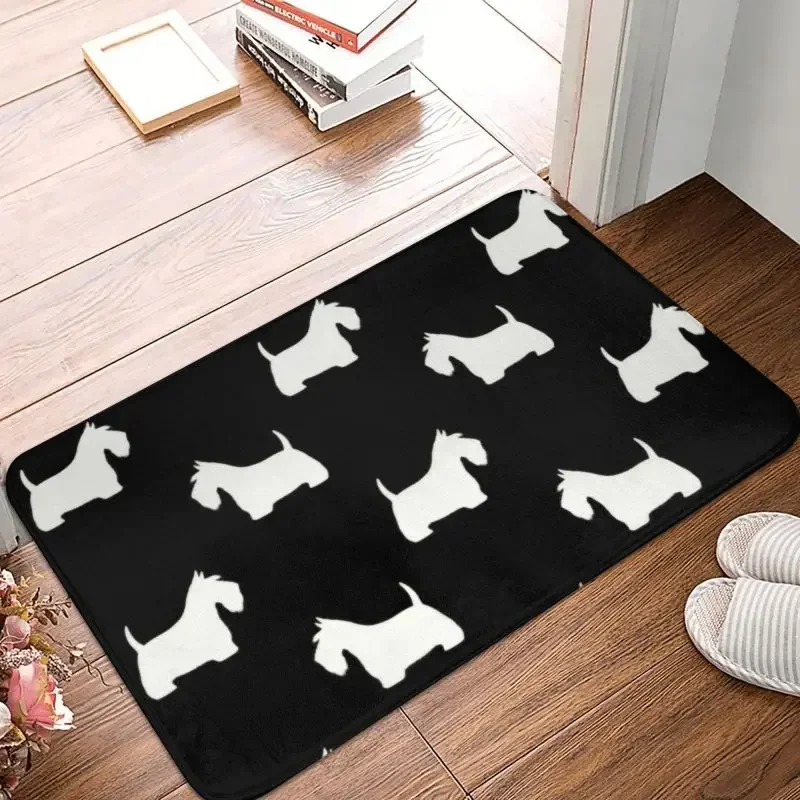 Cute Scottish Terrier Silhouettes Front Door Floor Entrance Mats Indoor Scottie Dog Bath Kitchen Doormat Toilet Carpet Rug