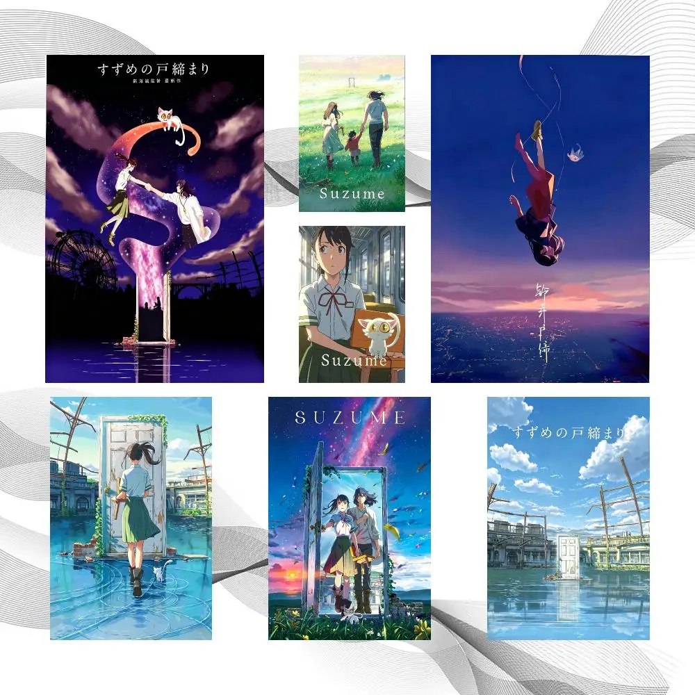 Movie Film S-Suzume no Tojimari Poster Peel And Stick Wall Art Self Adhesive PP Waterproof Wall Decor Living Room Bedroom Gift