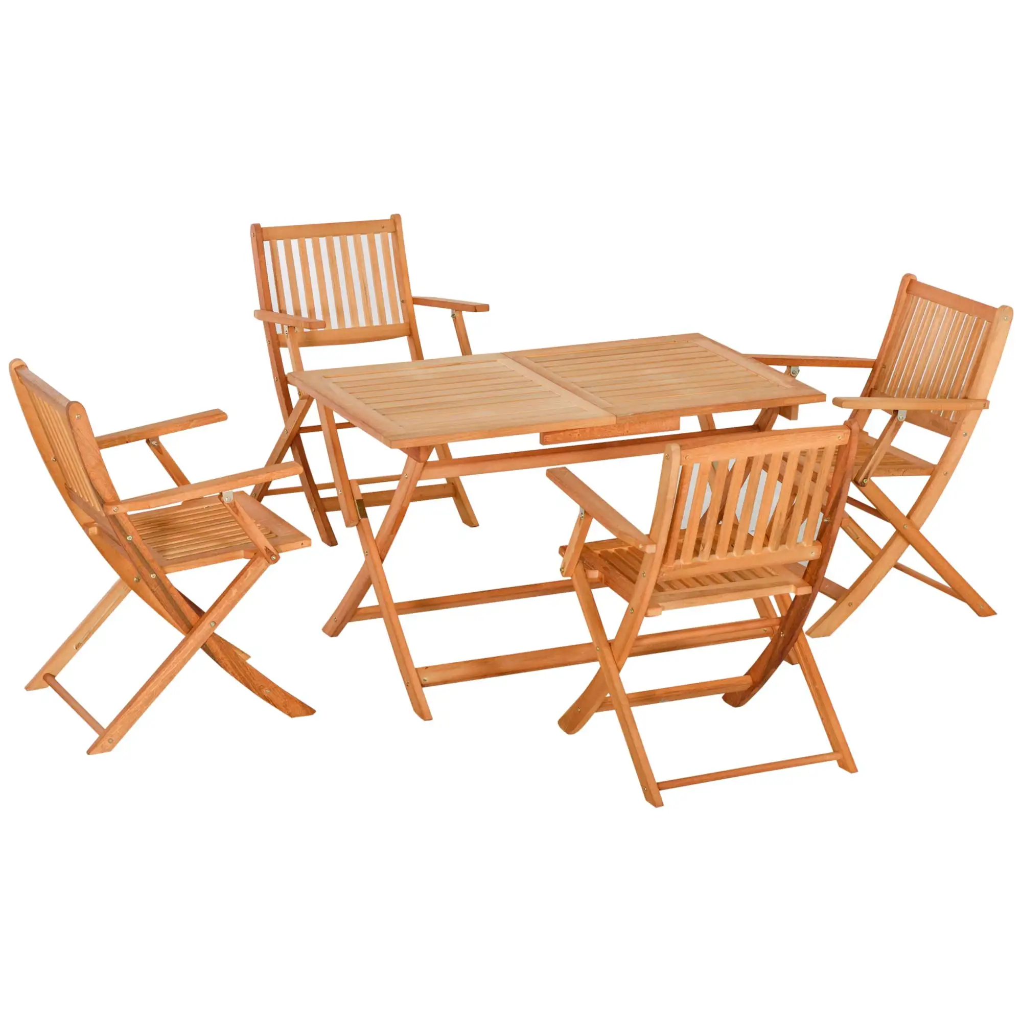 Outsunny folding wooden garden Set 5 pieces Set of 1 table 120x70x72 cm and 4 chairs 60x55x91 cm dining room furniture