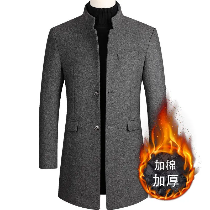 Men New Autumn Winter Coats  Long Trench Coats Cashmere Wool Blends Winter Jackets Male Business Casual Trench Coats Size4XL