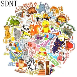 50 PCS Proverb Animal Stickers for Kids Funny Cartoon Animal Cute Stickers Set DIY Bike Fridge Car Scrapbook Reward Sticker Kids