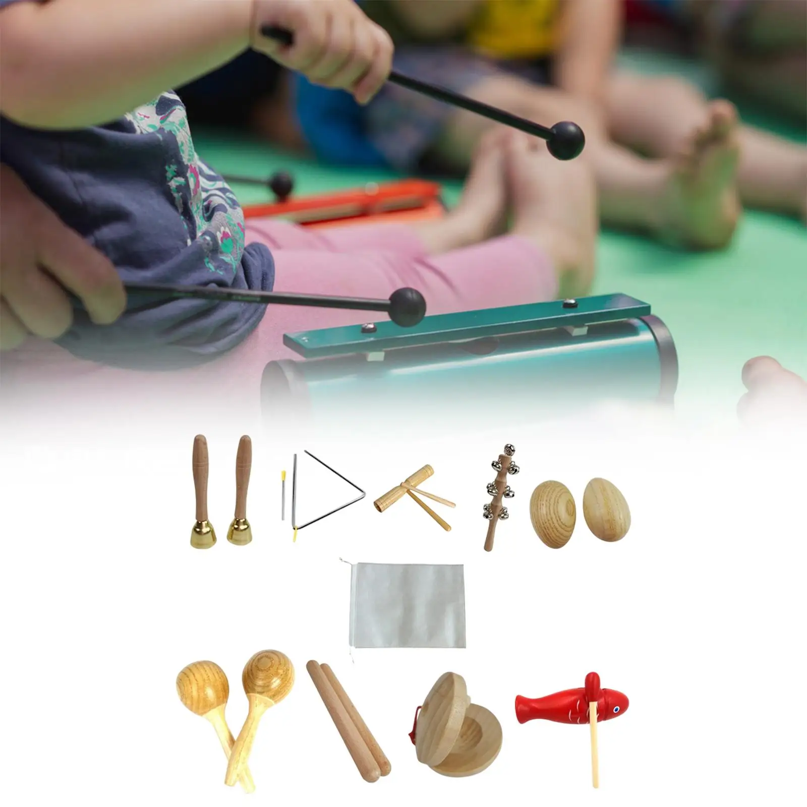 9 قطع للأطفال مجموعة الآلات الموسيقية أدوات قرع هدية عيد ميلاد المحمولة التنسيق بين اليد والعين التعليمية #1