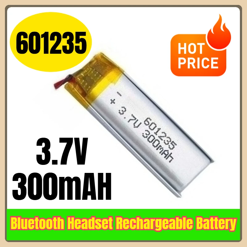 

3.7V 300mAH 601235 Bluetooth Headset Rechargeable Battery