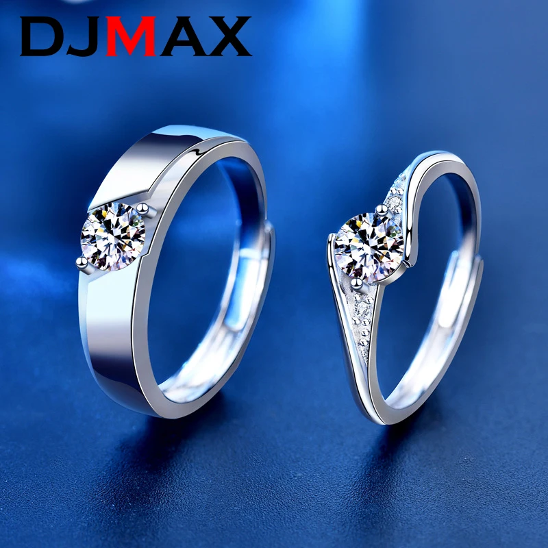 2023 DJMAX Moissanite Diamond Couple Rings For Women Top Quality Original 925 Sterling Silver Men's Diamond Rings for Engagement