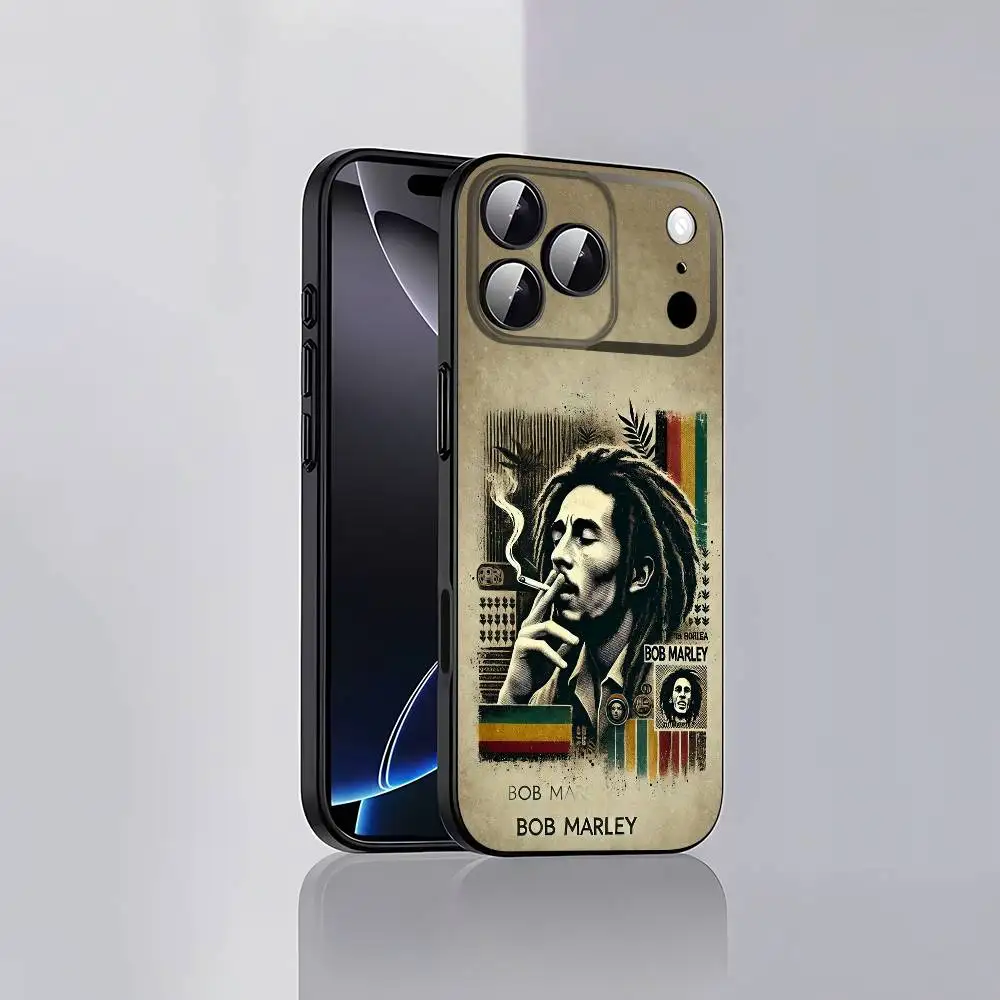 حافظة هاتف Bob Jamaican Singer M-Marley لهاتف iPhone 17,16,15,14,13,12,Pro,Max,Plus,E,SE4,Air,Mini Black Soft Cover #3