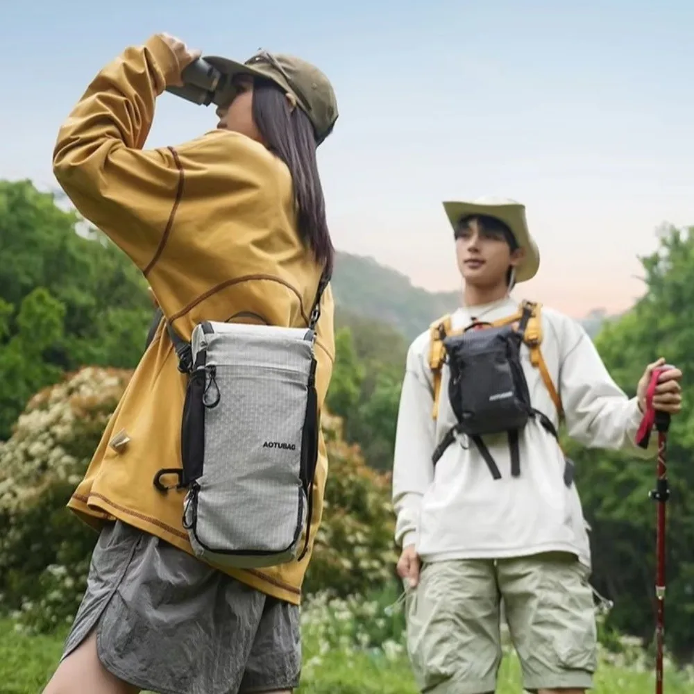 Portable Large Capacity Hiking Backpack Expansion Grid Waterproof Zipper Cycling Bag Lightweight Chest Bag Outdoor Use