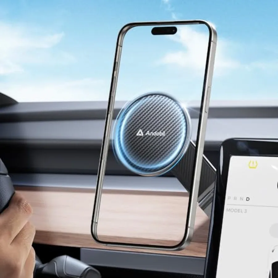 Upgrade Phone Mount [Strong Magnet and Foldable] MagSafe Car Mount for New Model Y Juniper Model 3, 360° Adjustable Phone Holde