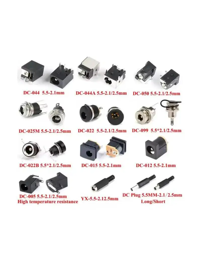 5 szt. Złącza DC 5.5x2.1mm 5.5x2.5mm Wtyk Zasilania DC Męski Żeński Gniazdo Montaż Panelowy Adapter Zasilania DC 5.5*2.1 — zdjęcie 2